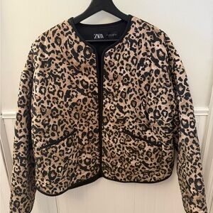 Zara Women's Leopard Print Quilted Jacket